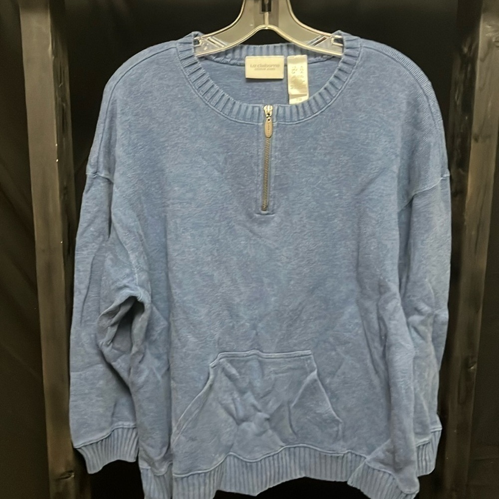 Liz Claiborne- faded blue 1/4 zip sweater